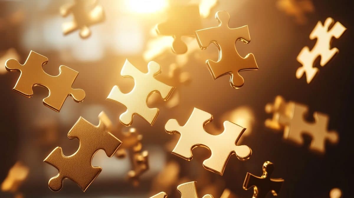 Złote puzzle unoszące się w powietrzu